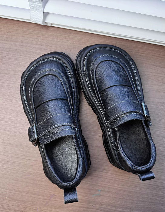 Women's Autumn Handmade Soft Sole Platform Wide Toe Box Shoes Black, Obiono Sep Shoes Collection 86.20
