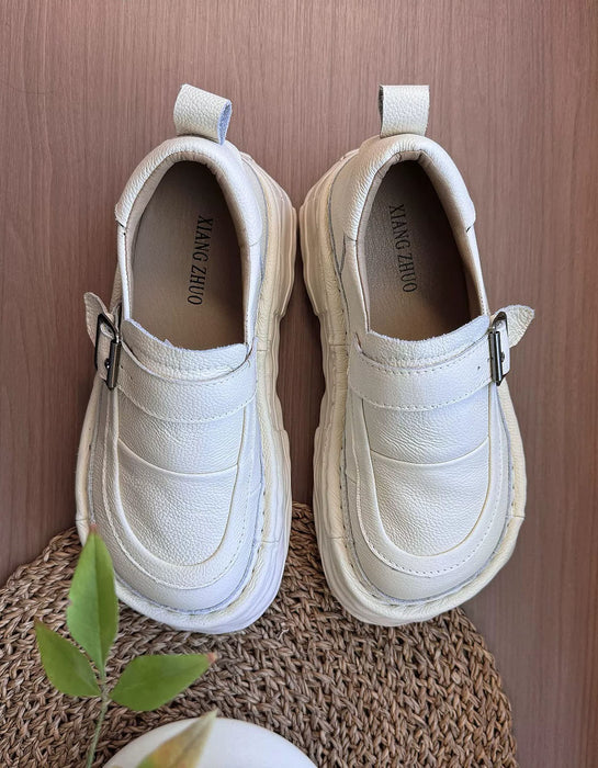 Women's Autumn Handmade Soft Sole Platform Wide Toe Box Shoes Beige, Obiono Sep Shoes Collection 86.20