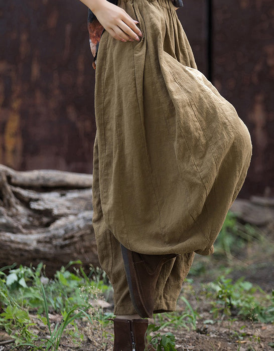 Autumn Ramie Patchwork Casual Cotton Linen Nine-Point Pants