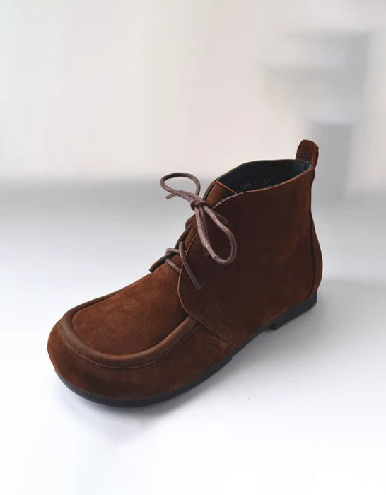 Autumn Retro Suede Leather Lace-up Ankle Boots 35-41