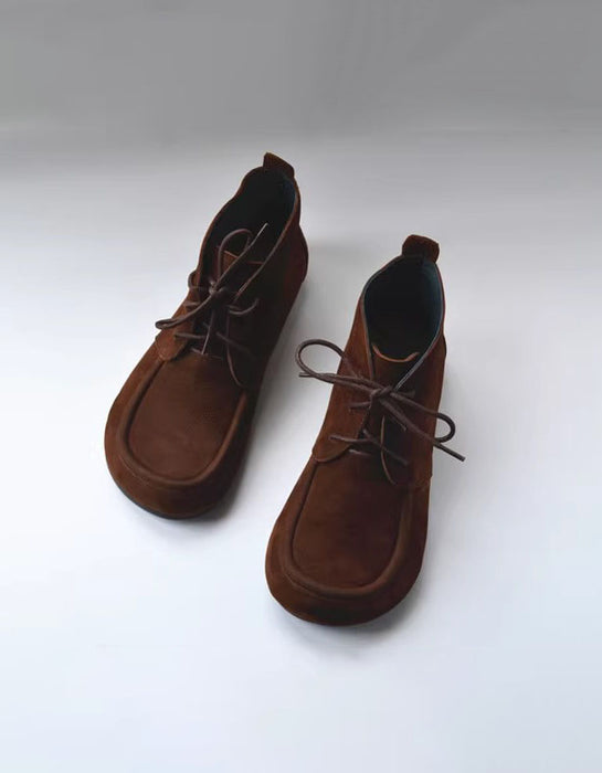 Autumn Retro Suede Leather Lace-up Ankle Boots 35-41