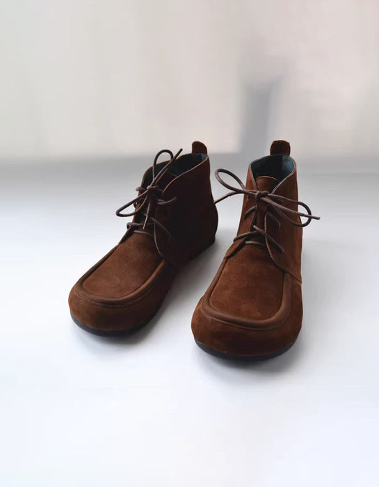 Autumn Retro Suede Leather Lace-up Ankle Boots 35-41