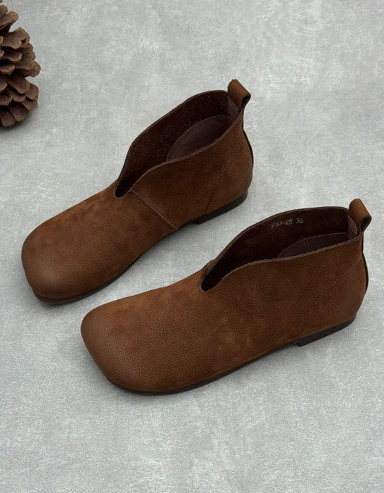 Autumn Soft Sole Round Toe Handmade Retro Flat Boots