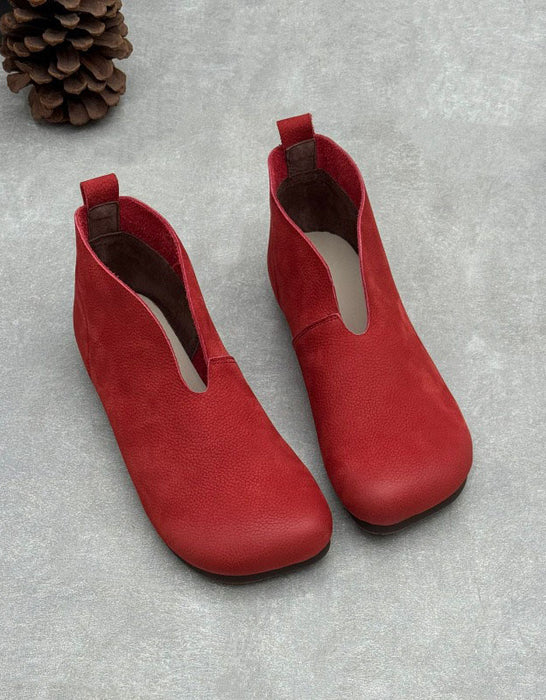 Autumn Soft Sole Round Toe Handmade Retro Flat Boots