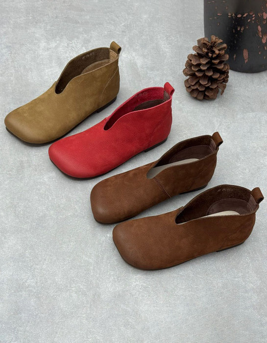 Autumn Soft Sole Round Toe Handmade Retro Flat Boots