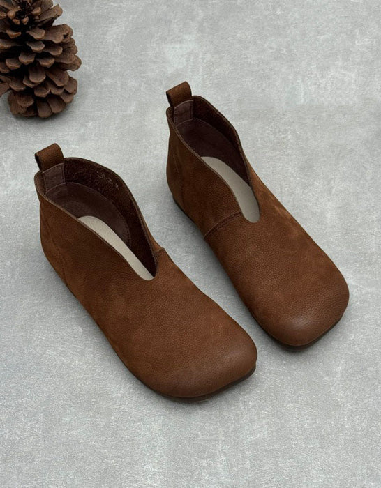 Autumn Soft Sole Round Toe Handmade Retro Flat Boots