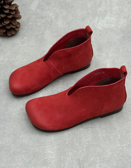 Autumn Soft Sole Round Toe Handmade Retro Flat Boots