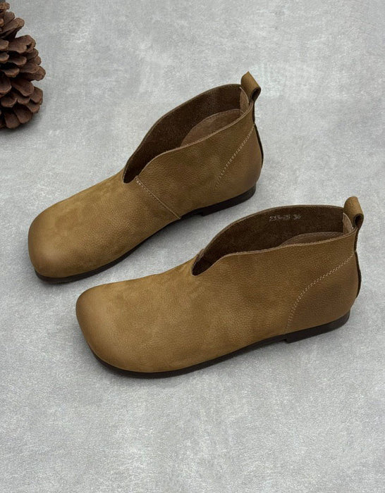 Autumn Soft Sole Round Toe Handmade Retro Flat Boots