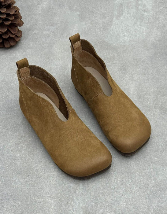 Autumn Soft Sole Round Toe Handmade Retro Flat Boots