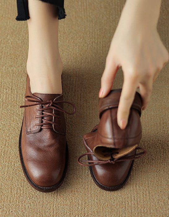 Autumn Spring Lace-up British Style Handmade Loafers (34-41)