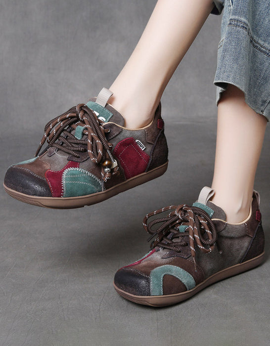 Autumn Suede Leather Stitch  Comfortable Wide Toe Box Sneakers Brown Jan Shoe Collection 2026 89.80