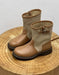 Women's Autumn Winter Buckle Detail Vintage Color-Block Mid-Calf Boots Brown, Obiono Sep Shoes Collection 2026, 130.00