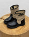Women's Autumn Winter Buckle Detail Vintage Color-Block Mid-Calf Boots Black, Obiono Sep Shoes Collection 2026, 130.00