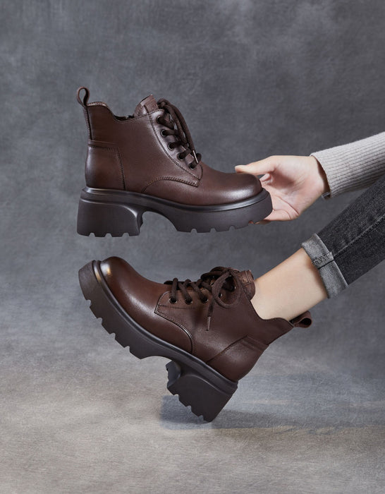 Autumn Winter Platform Comfort Lace-up Ankle Boots Brown Jan Shoe Collection 2026 91.00
