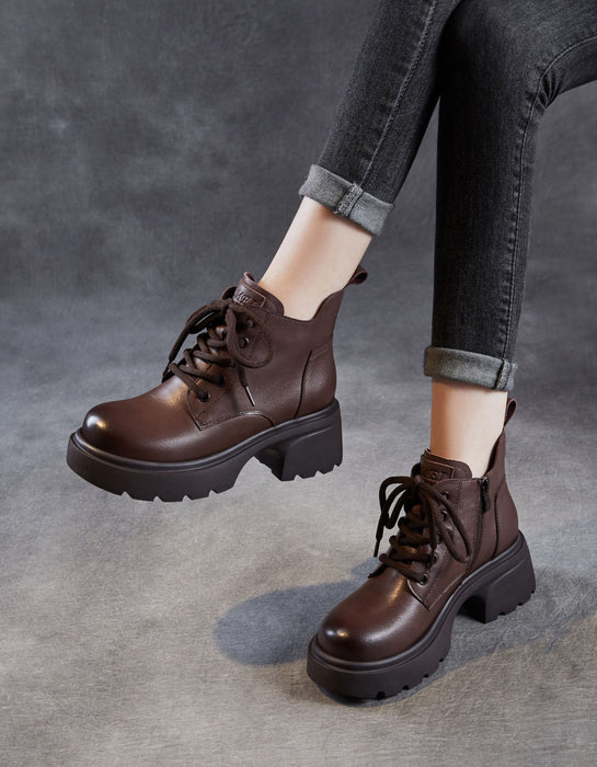 Autumn Winter Platform Comfort Lace-up Ankle Boots Brown Jan Shoe Collection 2026 91.00