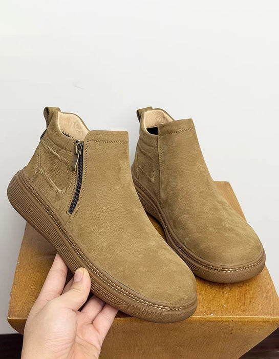 Autumn Winter Comfortable Casual Men's Ankle Boots in color brown