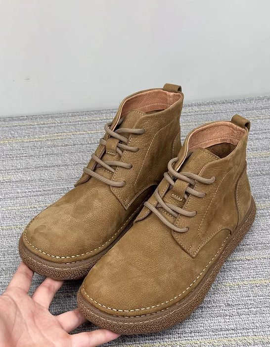 Autumn Winter Comfortable Lace-up Ankle Boots for Men&Women in color brown