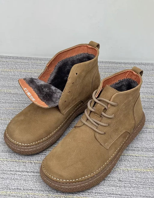 Autumn Winter Comfortable Lace-up Ankle Boots for Men&Women with fur lining