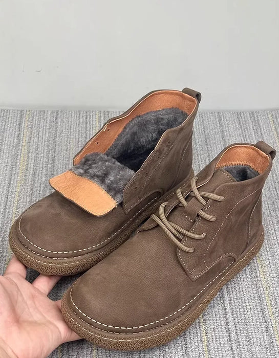 Autumn Winter Comfortable Lace-up Ankle Boots for Men&Women with fur lining