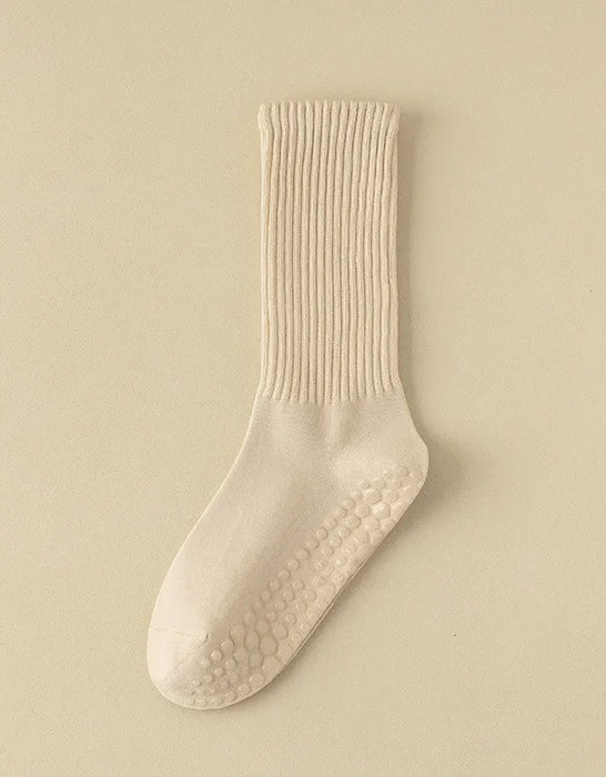 3 Pairs Autumn Winter Cotton Mid-calf Non-slip Professional Yoga Socks