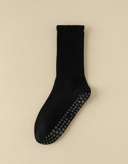 3 Pairs Autumn Winter Cotton Mid-calf Non-slip Professional Yoga Socks