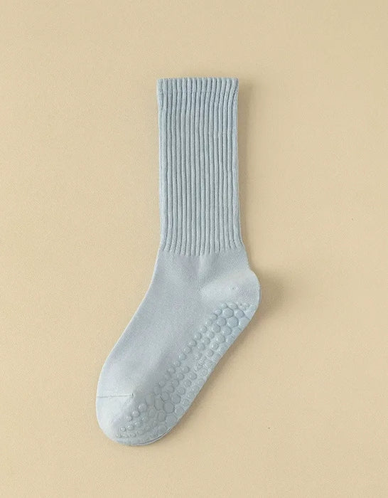 3 Pairs Autumn Winter Cotton Mid-calf Non-slip Professional Yoga Socks