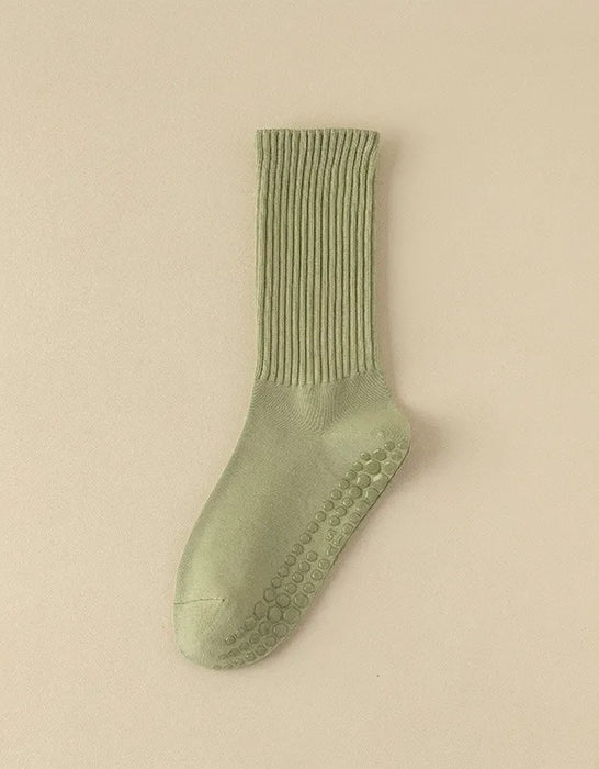 3 Pairs Autumn Winter Cotton Mid-calf Non-slip Professional Yoga Socks