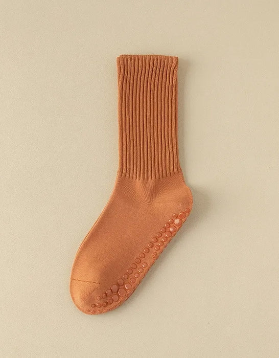 3 Pairs Autumn Winter Cotton Mid-calf Non-slip Professional Yoga Socks