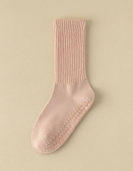 3 Pairs Autumn Winter Cotton Mid-calf Non-slip Professional Yoga Socks