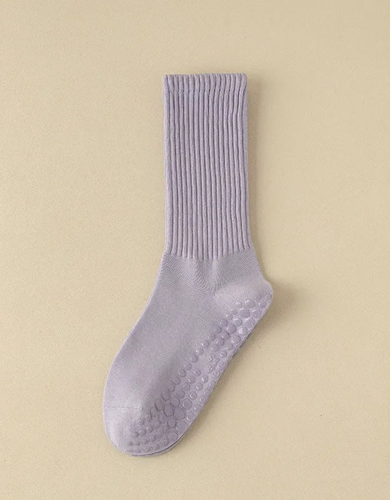 3 Pairs Autumn Winter Cotton Mid-calf Non-slip Professional Yoga Socks