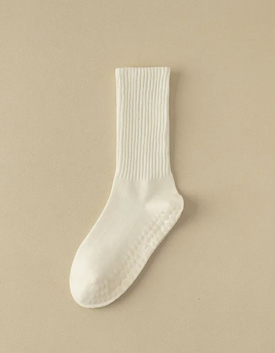 3 Pairs Autumn Winter Cotton Mid-calf Non-slip Professional Yoga Socks