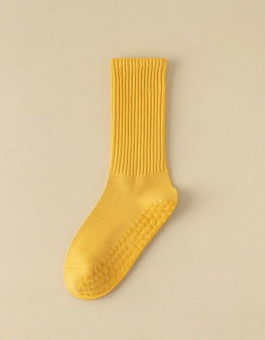 3 Pairs Autumn Winter Cotton Mid-calf Non-slip Professional Yoga Socks