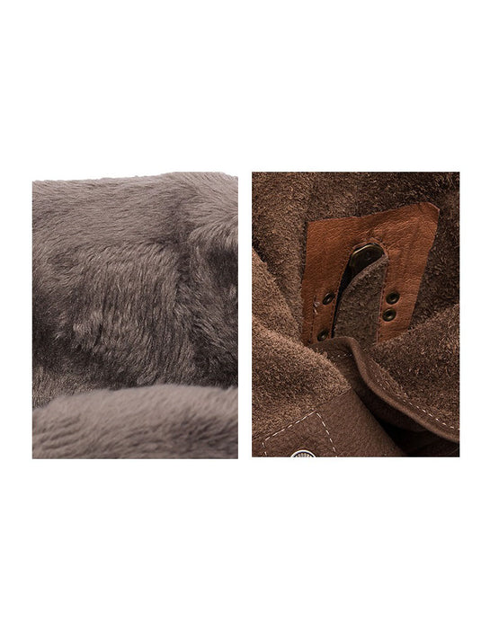 Autumn Winter Genuine Leather Mid-calf Belt Buckle Martin Boots