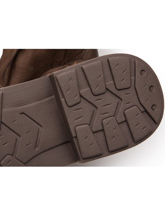 Autumn Winter Genuine Leather Mid-calf Belt Buckle Martin Boots