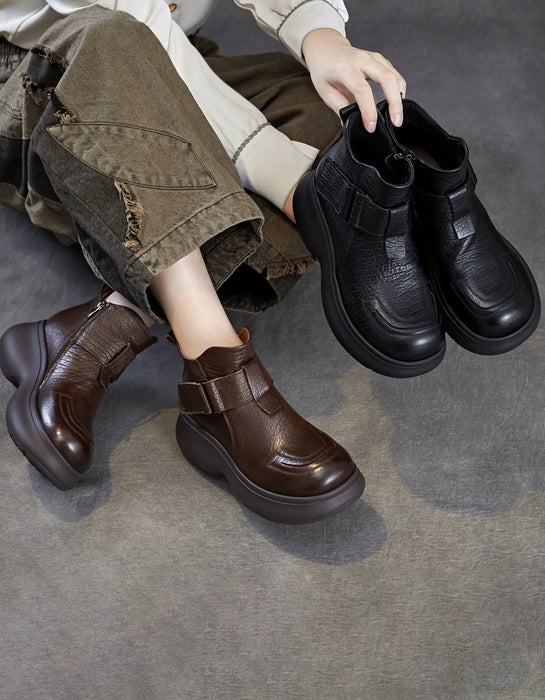 Autumn Winter Round Toe Ankle Buckle Platform Boots, Obiono Oct shoes collection 2026, 93.90