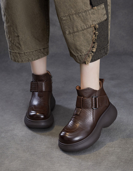 Autumn Winter Round Toe Ankle Buckle Platform Boots, Obiono Oct shoes collection 2026, 93.90