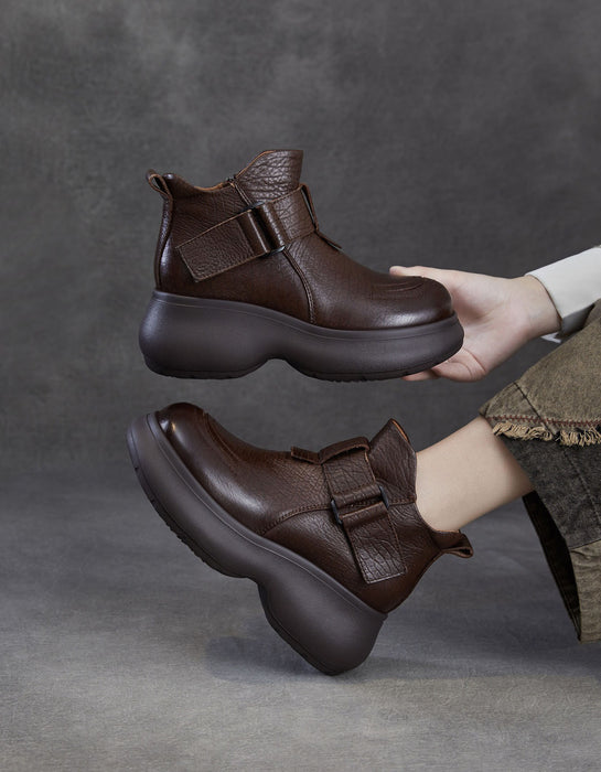 Autumn Winter Round Toe Ankle Buckle Platform Boots, Obiono Oct shoes collection 2026, 93.90