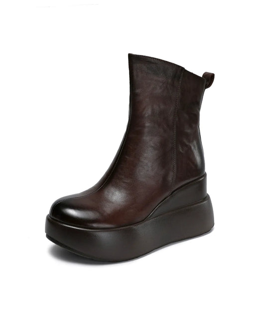 Women's Autumn Winter Round Toe Comfortable Retro Platform Boots black, Obiono Oct shoes collection 2026, 118.00