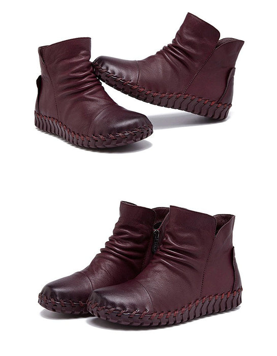 Bottes Chelsea confortables en cuir et velours pour femmes 35-41