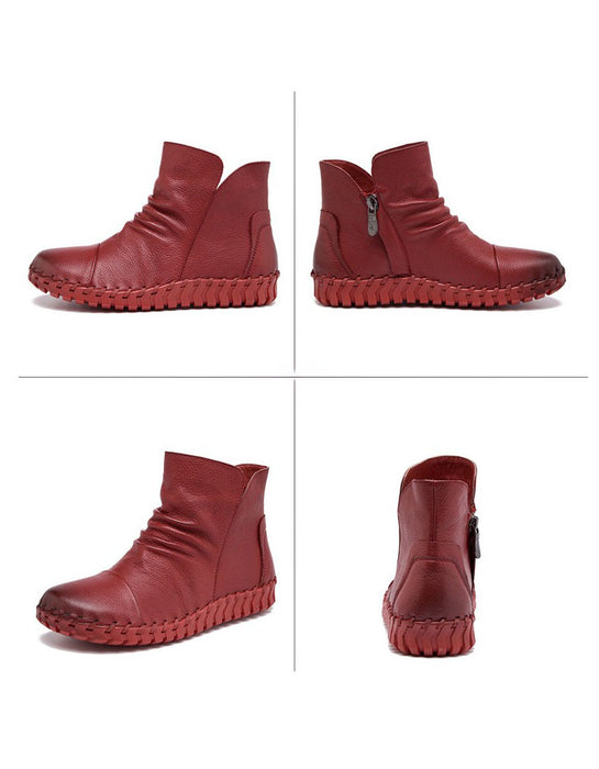 Bottes Chelsea confortables en cuir et velours pour femmes 35-41