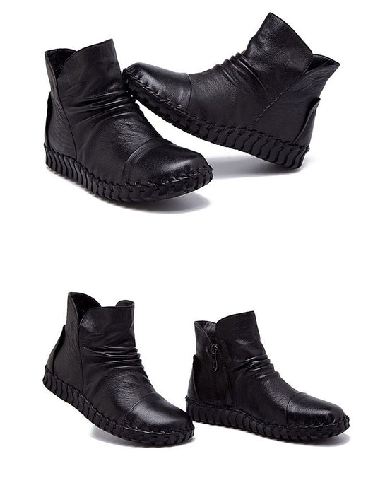 Bottes Chelsea confortables en cuir et velours pour femmes 35-41