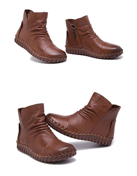 Bottes Chelsea confortables en cuir et velours pour femmes 35-41