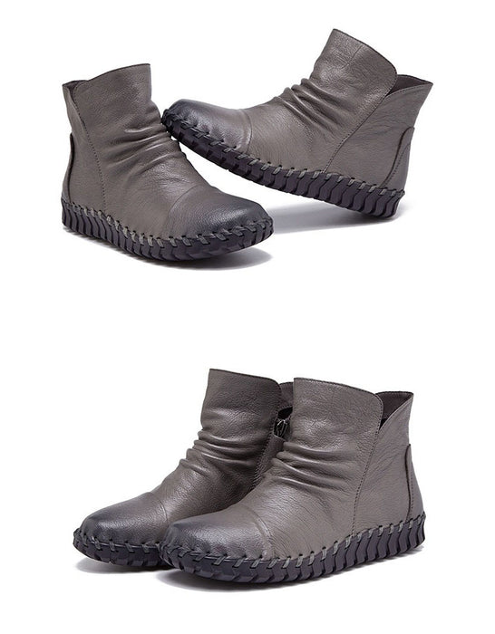 Bottes Chelsea confortables en cuir et velours pour femmes 35-41