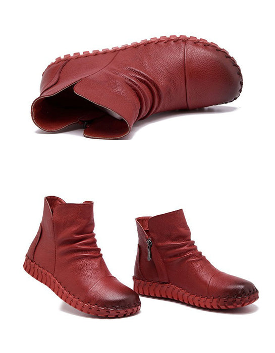 Bottes Chelsea confortables en cuir et velours pour femmes 35-41