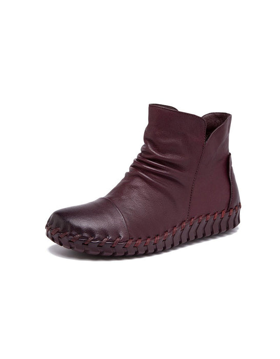 Bottes Chelsea confortables en cuir et velours pour femmes 35-41