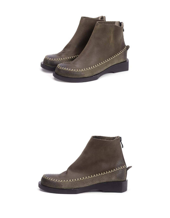 Autumn Winter Suede Leather Stitiching Ankle Boots