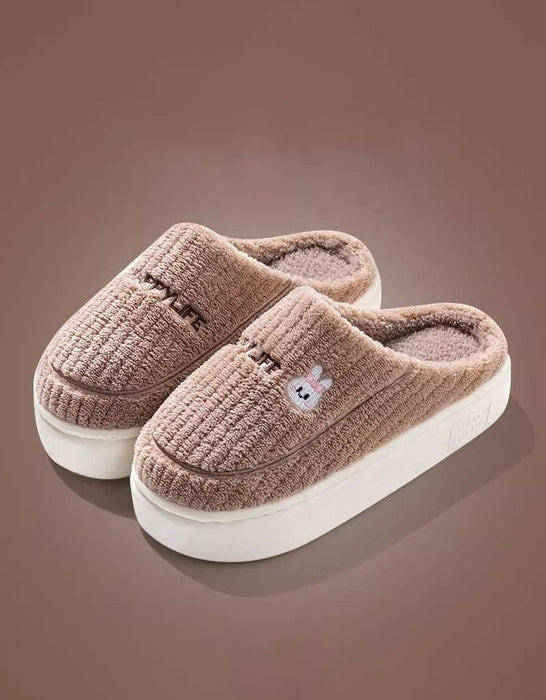 Autumn Winter Warm Fleece-lined Indoor Slippers