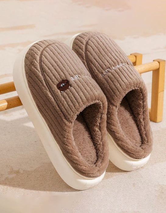 Autumn Winter Warm Fleece-lined Indoor Slippers