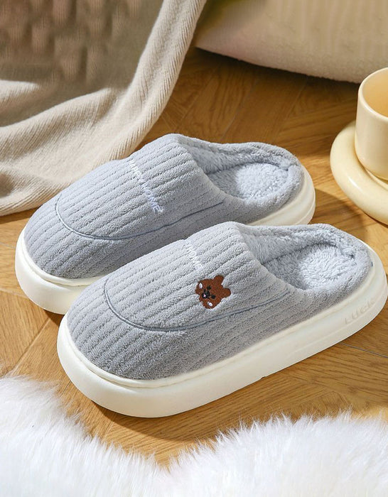 Autumn Winter Warm Fleece-lined Indoor Slippers