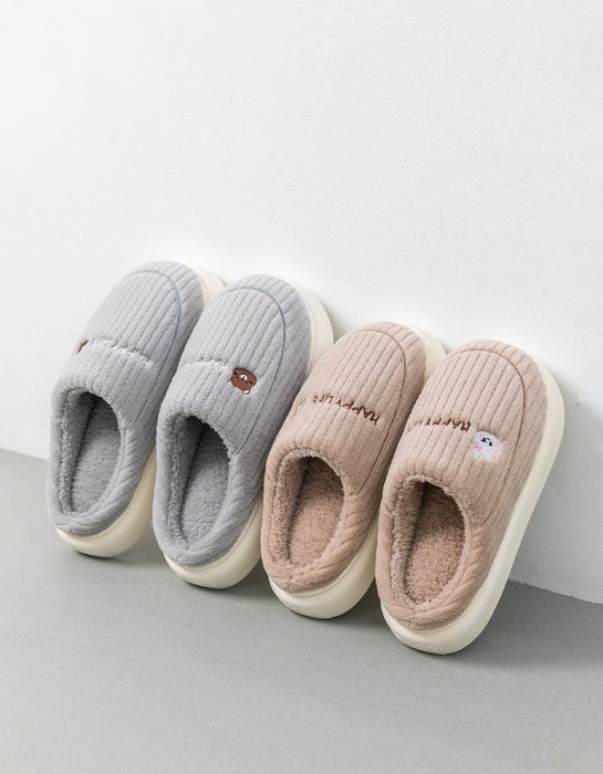 Autumn Winter Warm Fleece-lined Indoor Slippers